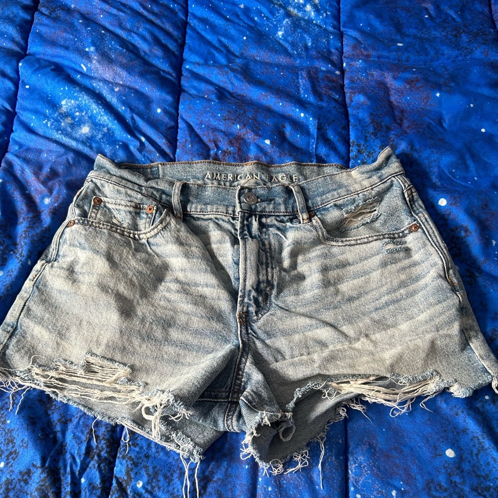 American Eagle Outfitters Light Blue Distressed Jean Shorts